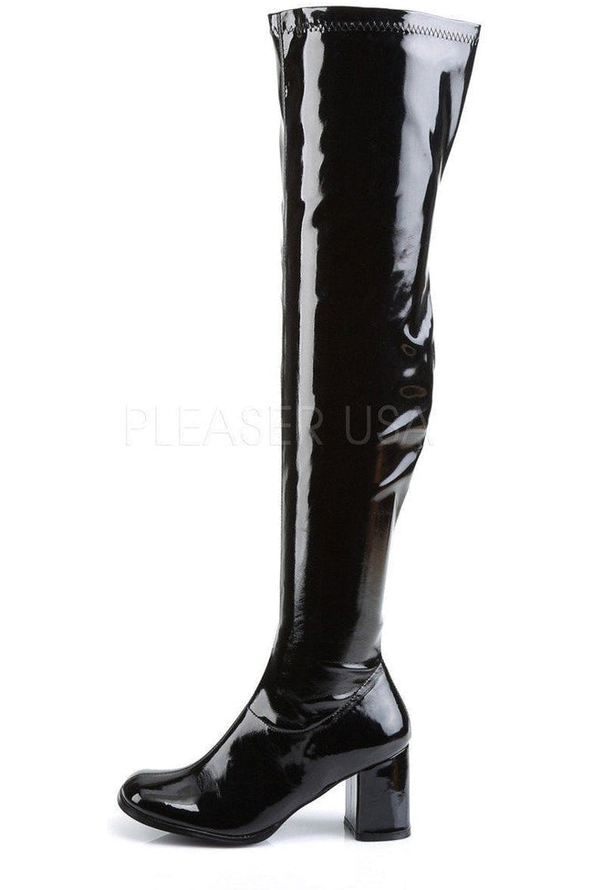 GOGO-3000 Go Go Boot | Black Patent-Funtasma-Knee Boots-SEXYSHOES.COM