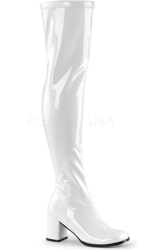 GOGO-3000 Go Go Boot | White Patent-Funtasma-White-Knee Boots-SEXYSHOES.COM