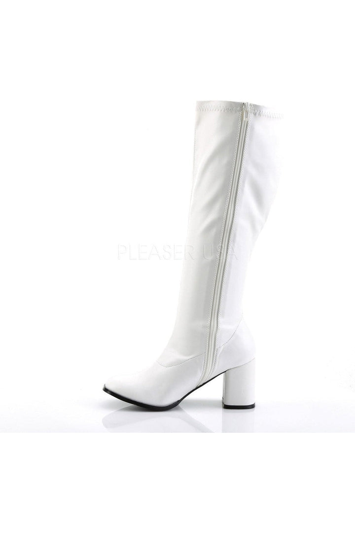 GOGO-300WC Go Go Boot | White Faux Leather-Funtasma-Knee Boots-SEXYSHOES.COM