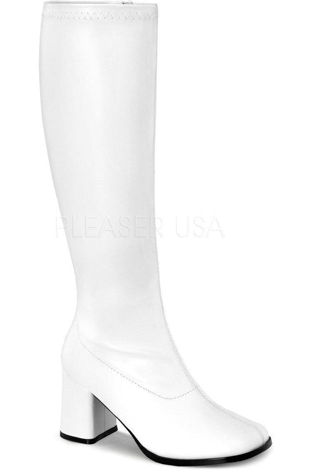 GOGO-300WC Go Go Boot | White Faux Leather-Funtasma-White-Knee Boots-SEXYSHOES.COM