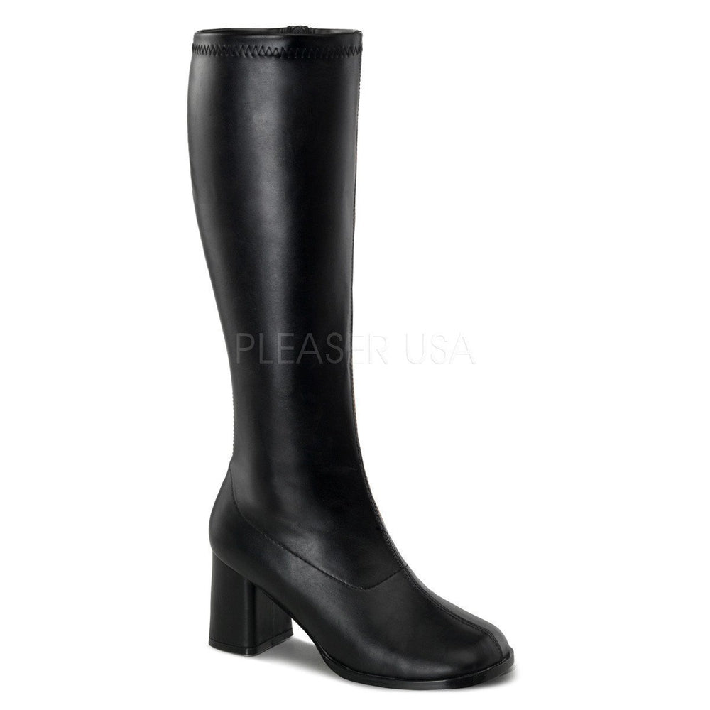 GOGO BOOTS | Black | Faux Leather-Final Sale-Black-Knee Boots-SEXYSHOES.COM