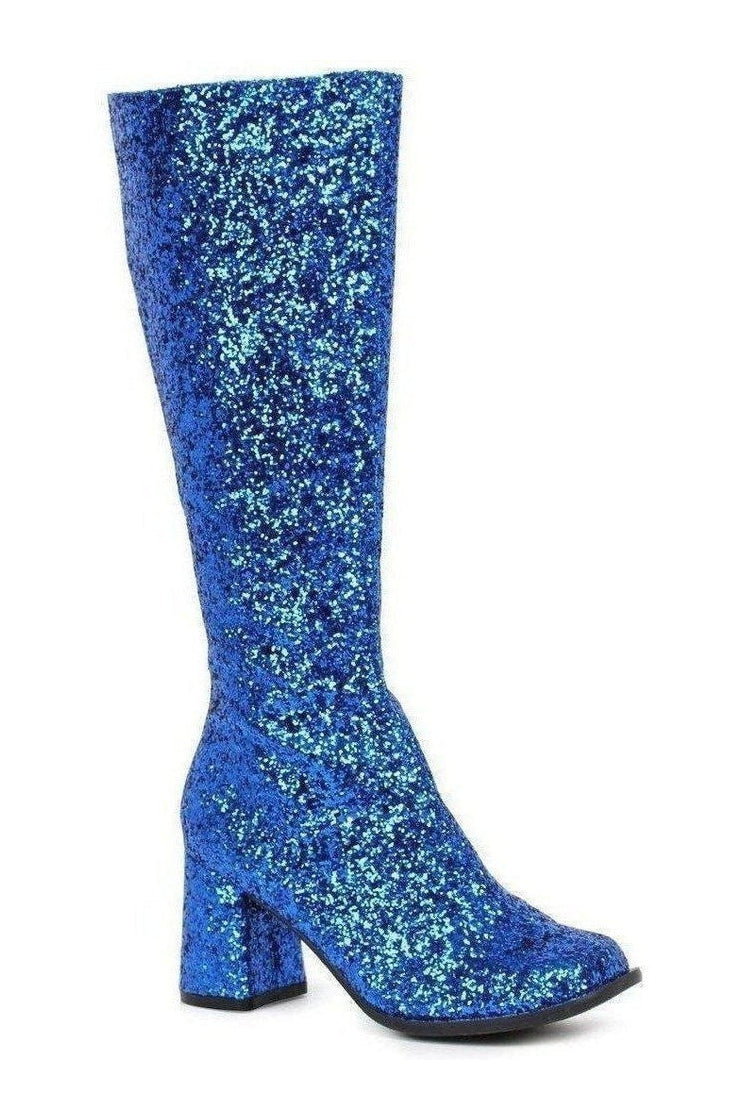 Ellie Shoes GOGO G Costume Boot in Blue Glitter from SexyShoes.com
