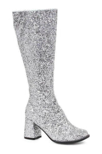 Ellie Shoes GOGO G Costume Boot in Silver Glitter from SexyShoes.com