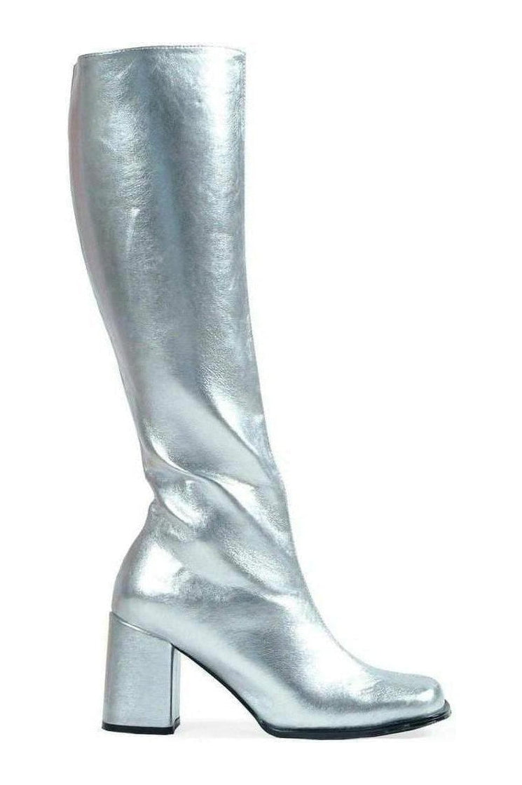 Ellie Shoes GOGO GoGo Boot in Silver Faux Leather from SexyShoes.com