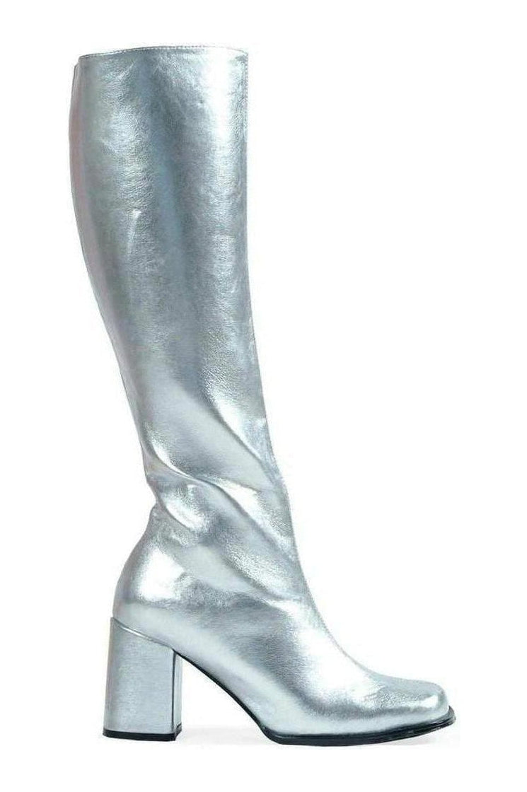 GOGO GoGo Boot | Silver Faux Leather-Ellie Shoes-SEXYSHOES.COM
