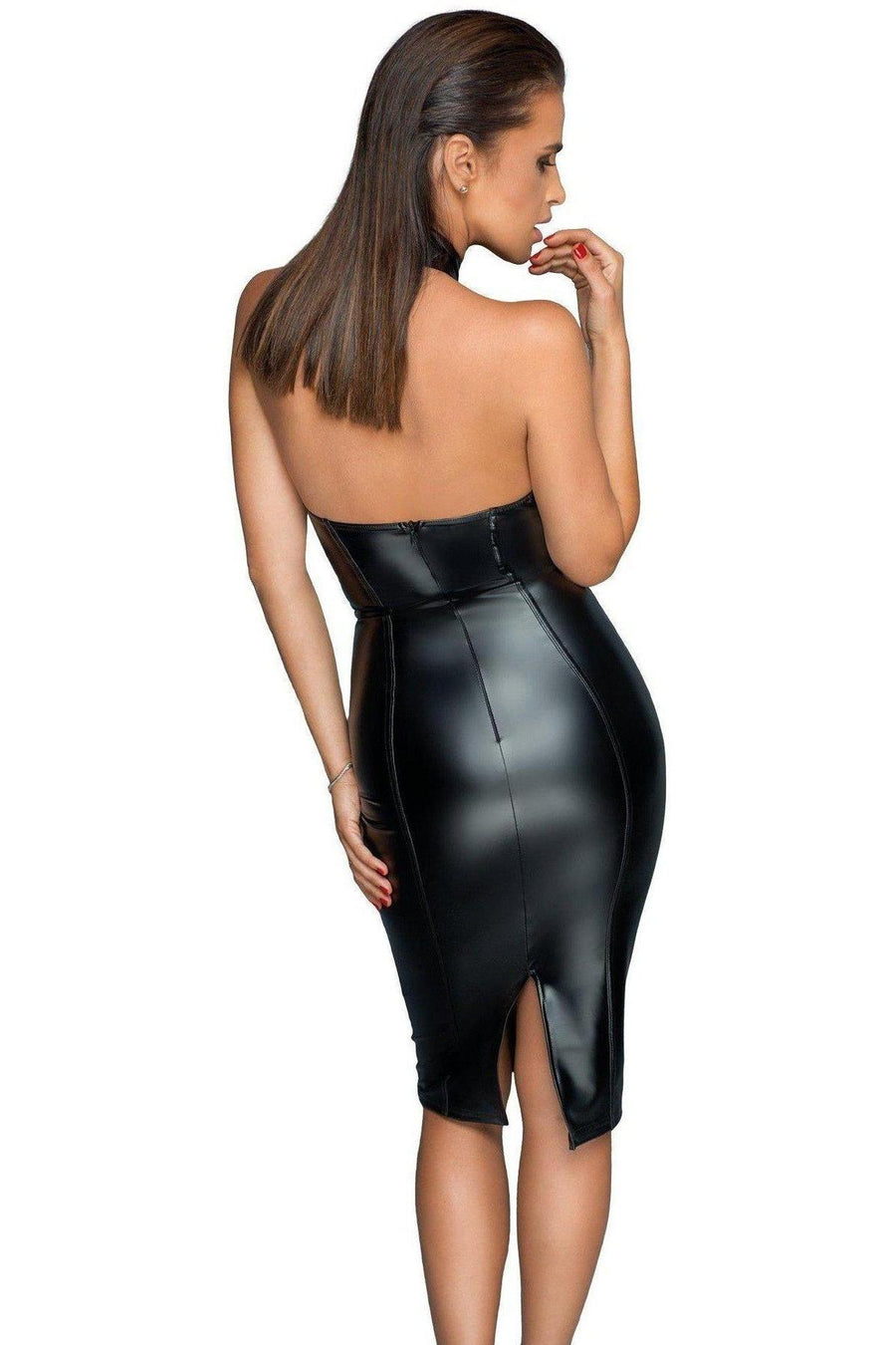Halter Dress with Stone Detail-Fetish Dresses-Noir Handmade-SEXYSHOES.COM