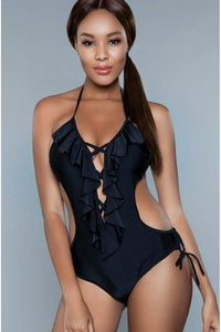 BeWicked Halter Neck One Piece Swimsuit in Black  from SexyShoes.com