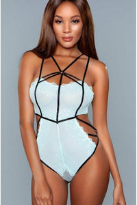 BeWicked Harness Style Lace Bodysuit in Green  from SexyShoes.com