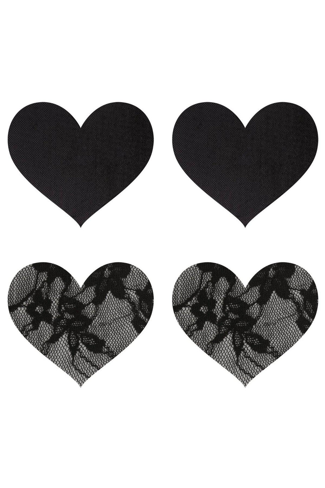 Peekaboo Pasties Heart Pasties Set in Black  from SexyShoes.com
