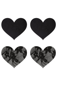 Peekaboo Pasties Heart Pasties Set in Black  from SexyShoes.com