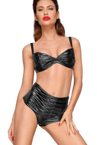 High-Waisted Wetlok Pleated Shorts-Noir Handmade-SEXYSHOES.COM