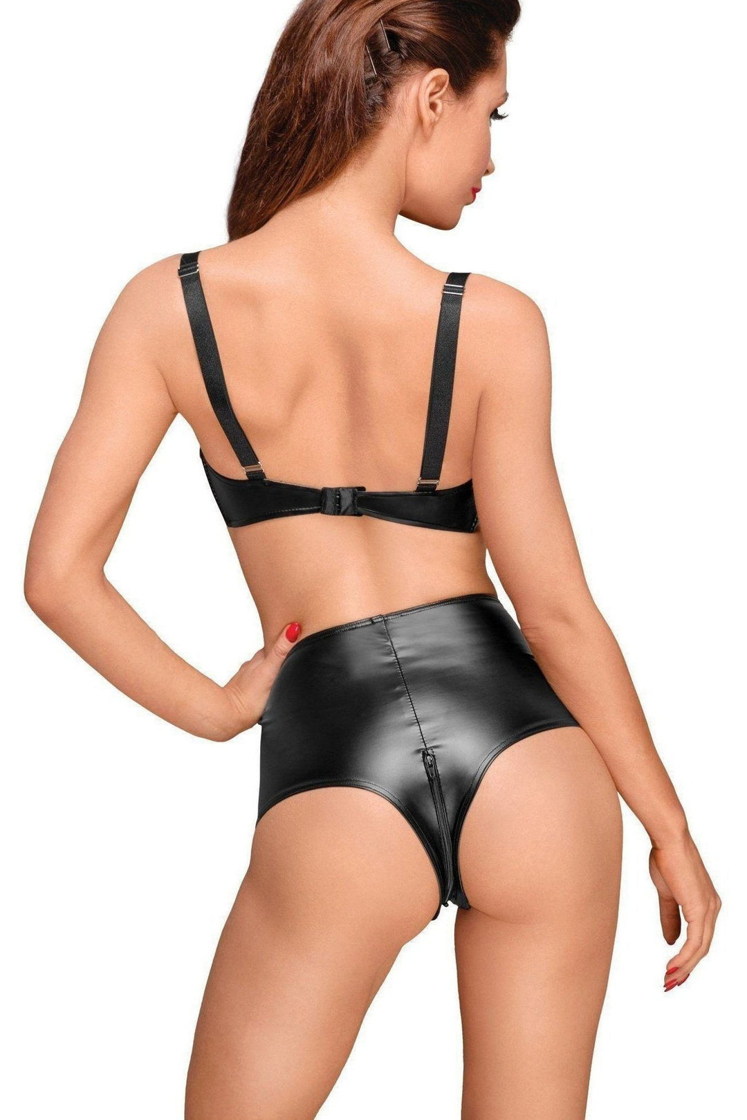 High-Waisted Wetlok Pleated Shorts-Noir Handmade-SEXYSHOES.COM