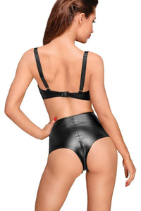 High-Waisted Wetlok Pleated Shorts-Noir Handmade-SEXYSHOES.COM