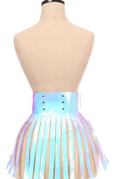 Daisy Corsets Hologram Fringe Skirt in Hologram 