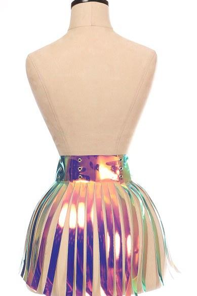 Daisy Corsets Hologram Fringe Skirt in Hologram 