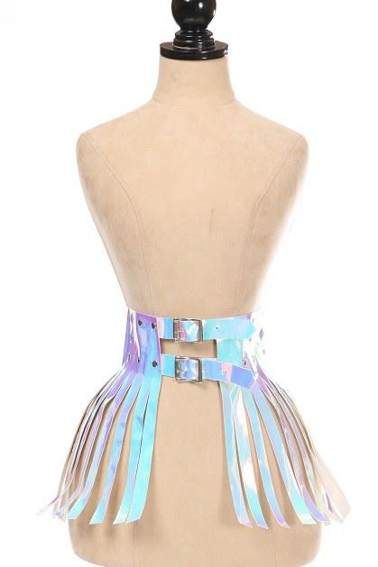Daisy Corsets Hologram Fringe Skirt in Hologram 