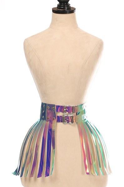 Daisy Corsets Hologram Fringe Skirt in Hologram 