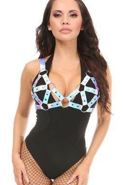 Hologram Strappy Bra Top-Wings + Harness-Daisy Corsets-SEXYSHOES.COM