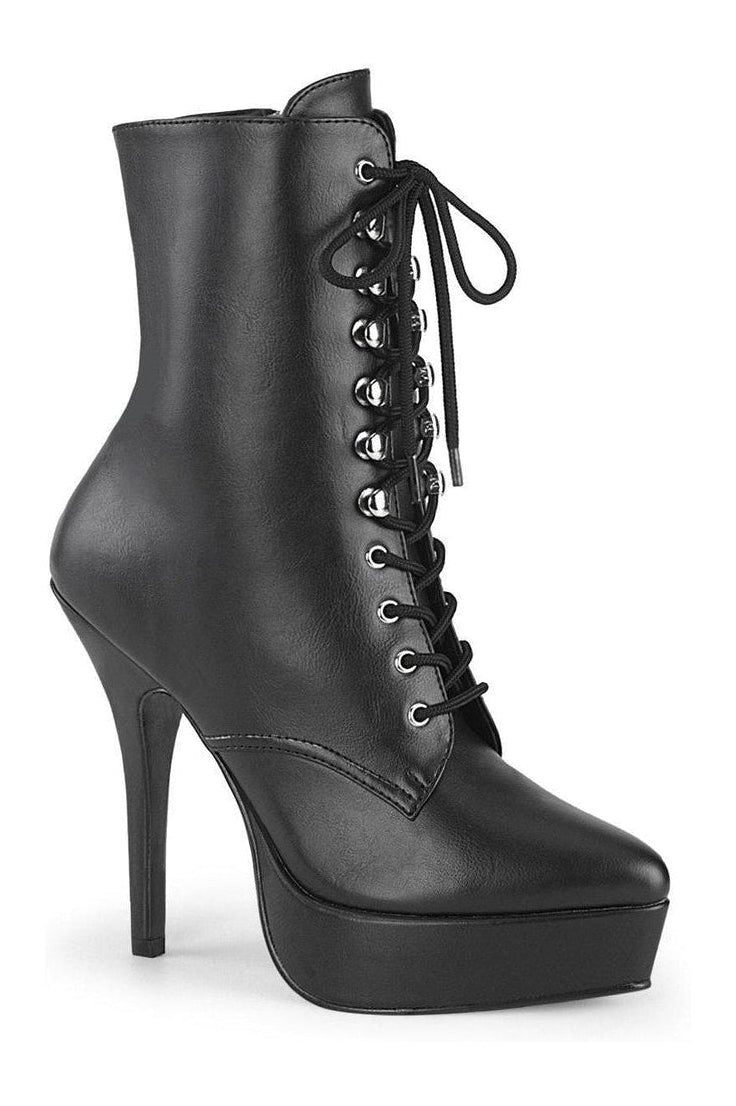 INDULGE-1020 Ankle Boot | Black Faux Leather-Ankle Boots-Devious-Black-8-Faux Leather-SEXYSHOES.COM