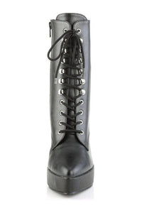 Devious INDULGE-1020 Ankle Boot in Black Faux Leather