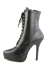Devious INDULGE-1020 Ankle Boot in Black Faux Leather