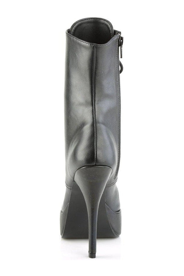 Devious INDULGE-1020 Ankle Boot in Black Faux Leather