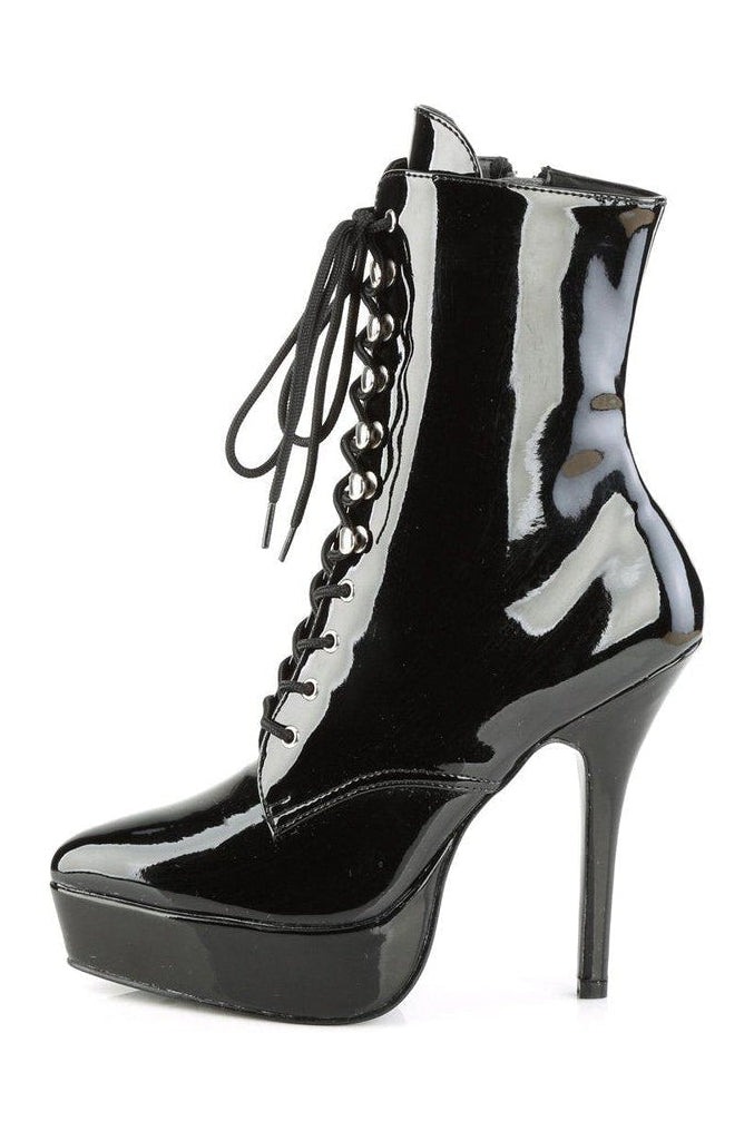 Devious INDULGE-1020 Ankle Boot in Black Patent
