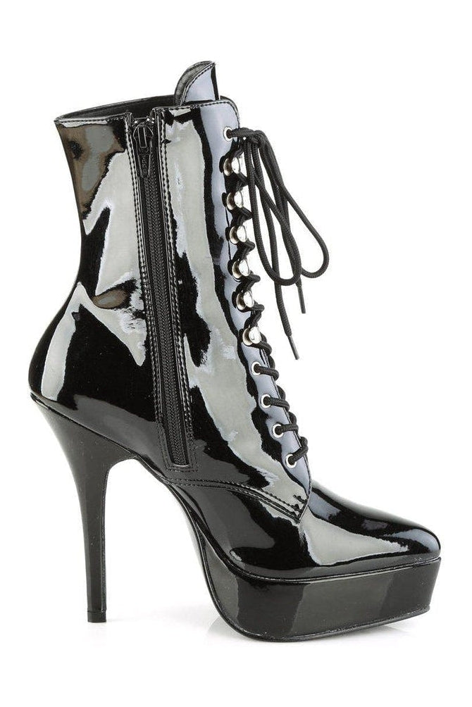 Devious INDULGE-1020 Ankle Boot in Black Patent