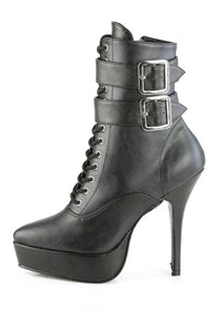 Devious INDULGE-1026 Ankle Boot in Black Faux Leather