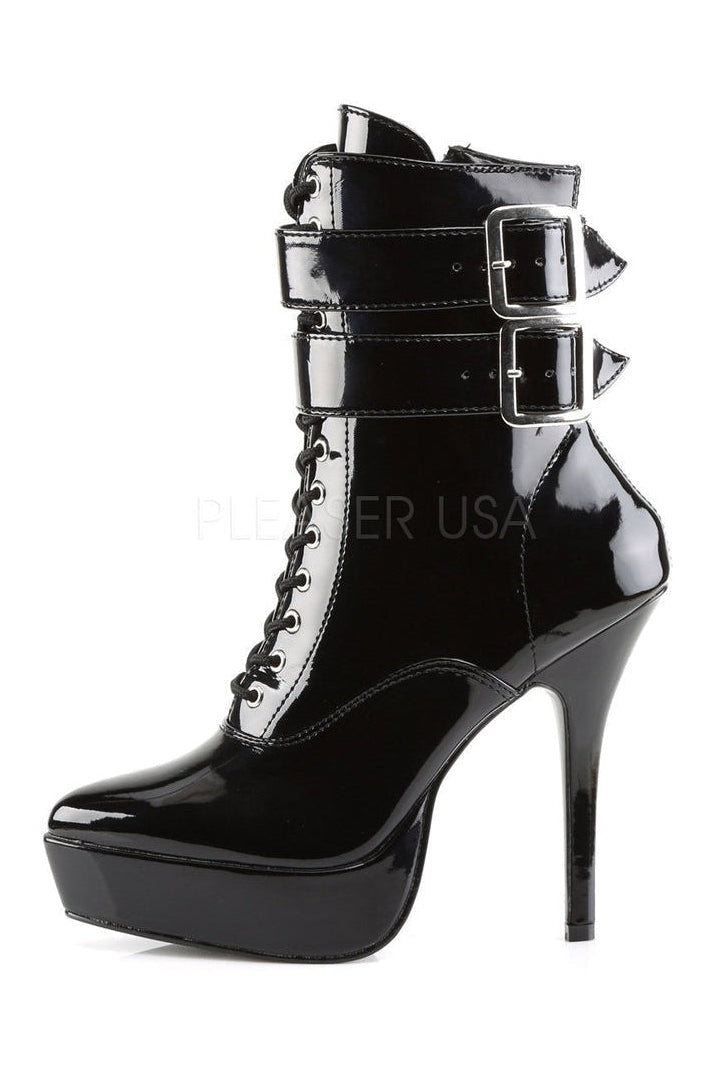 Devious INDULGE-1026 Ankle Boot in Black Patent