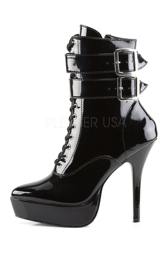 INDULGE-1026 Ankle Boot | Black Patent-Ankle Boots- Stripper Shoes at SEXYSHOES.COM
