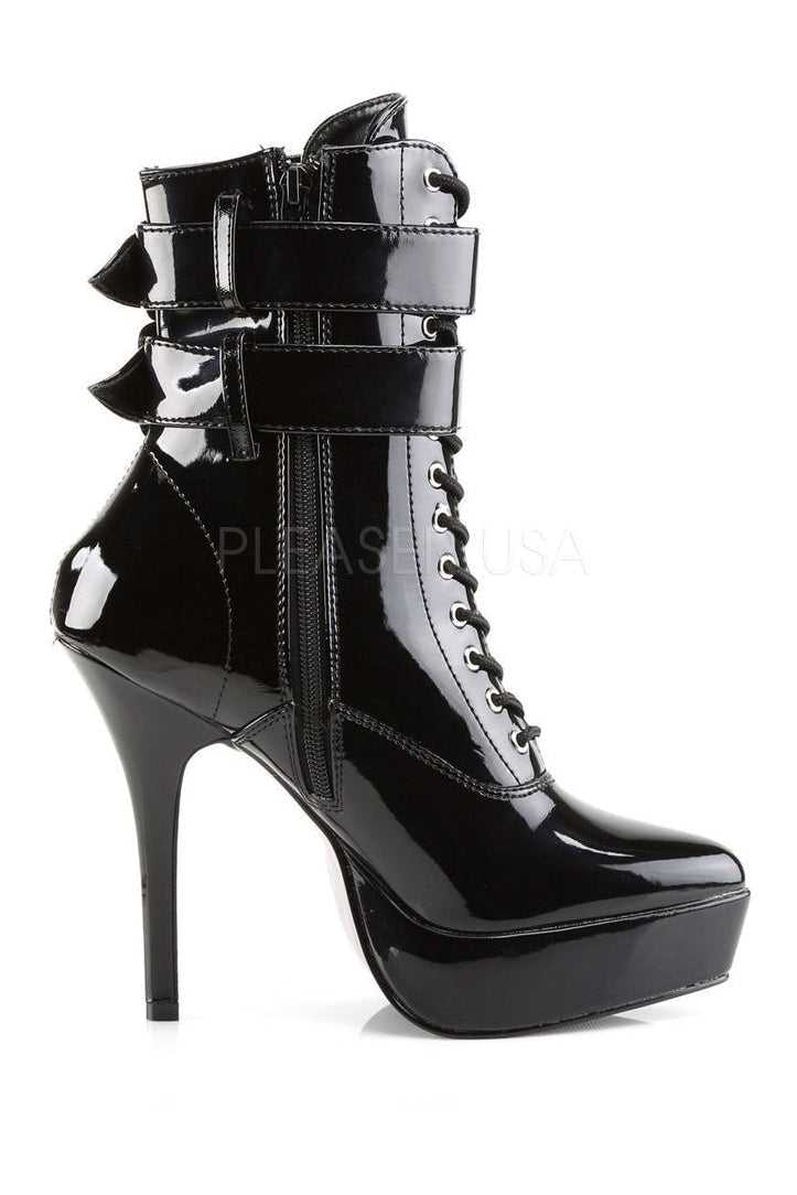 Devious INDULGE-1026 Ankle Boot in Black Patent