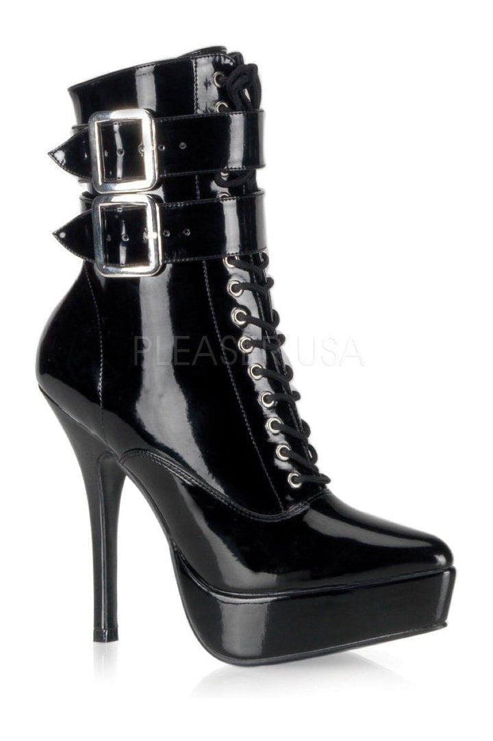 Devious INDULGE-1026 Ankle Boot in Black Patent from SexyShoes.com