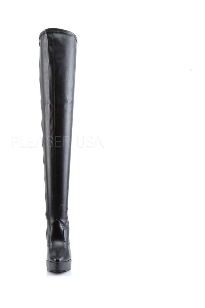 INDULGE-3000 Thigh Boot | Black Faux Leather