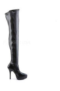 Devious INDULGE-3000 Thigh Boot in Black Faux Leather