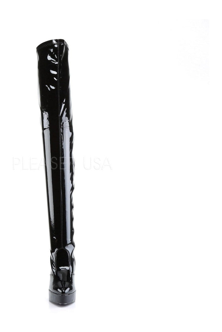 Devious INDULGE-3000 Thigh Boot in Black Patent