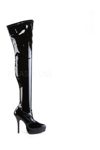 Devious INDULGE-3000 Thigh Boot in Black Patent