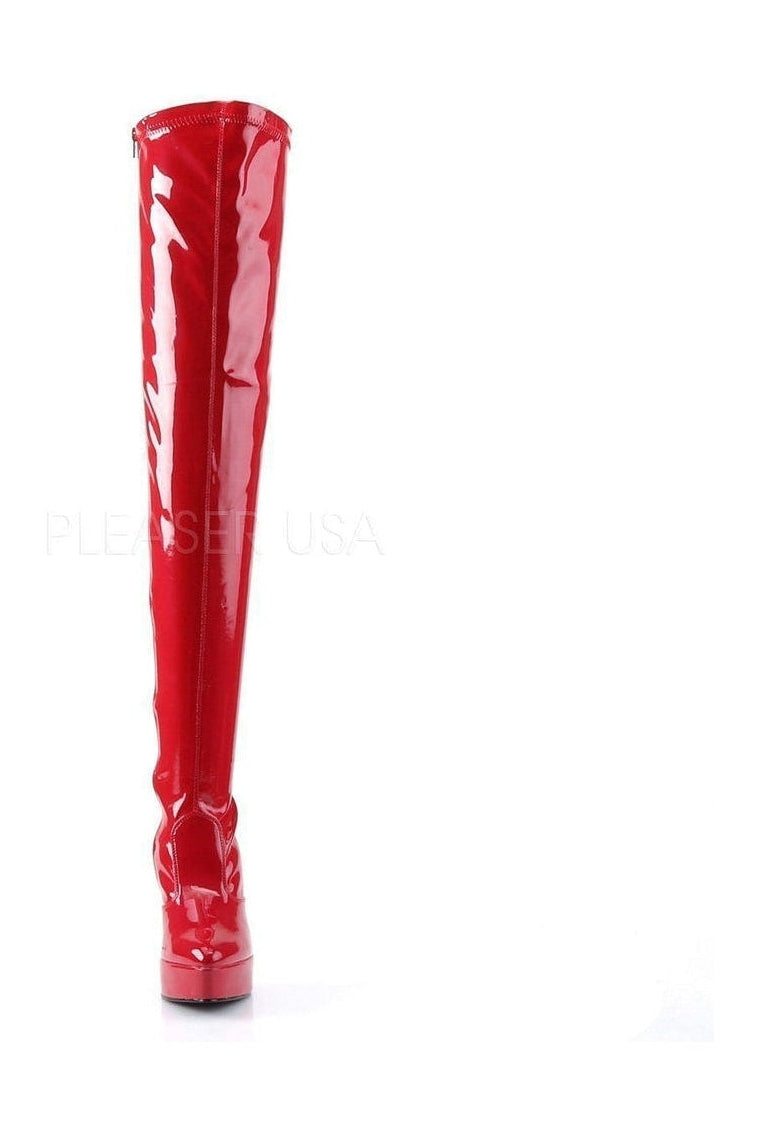 Devious INDULGE-3000 Thigh Boot in Red Patent