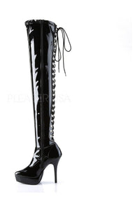 Devious INDULGE-3063 Thigh Boot in Black Patent