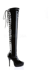 Devious INDULGE-3063 Thigh Boot in Black Patent