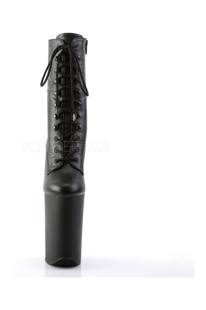 INFINITY-1020 Platform Boot | Black Faux Leather-Ankle Boots- Stripper Shoes at SEXYSHOES.COM