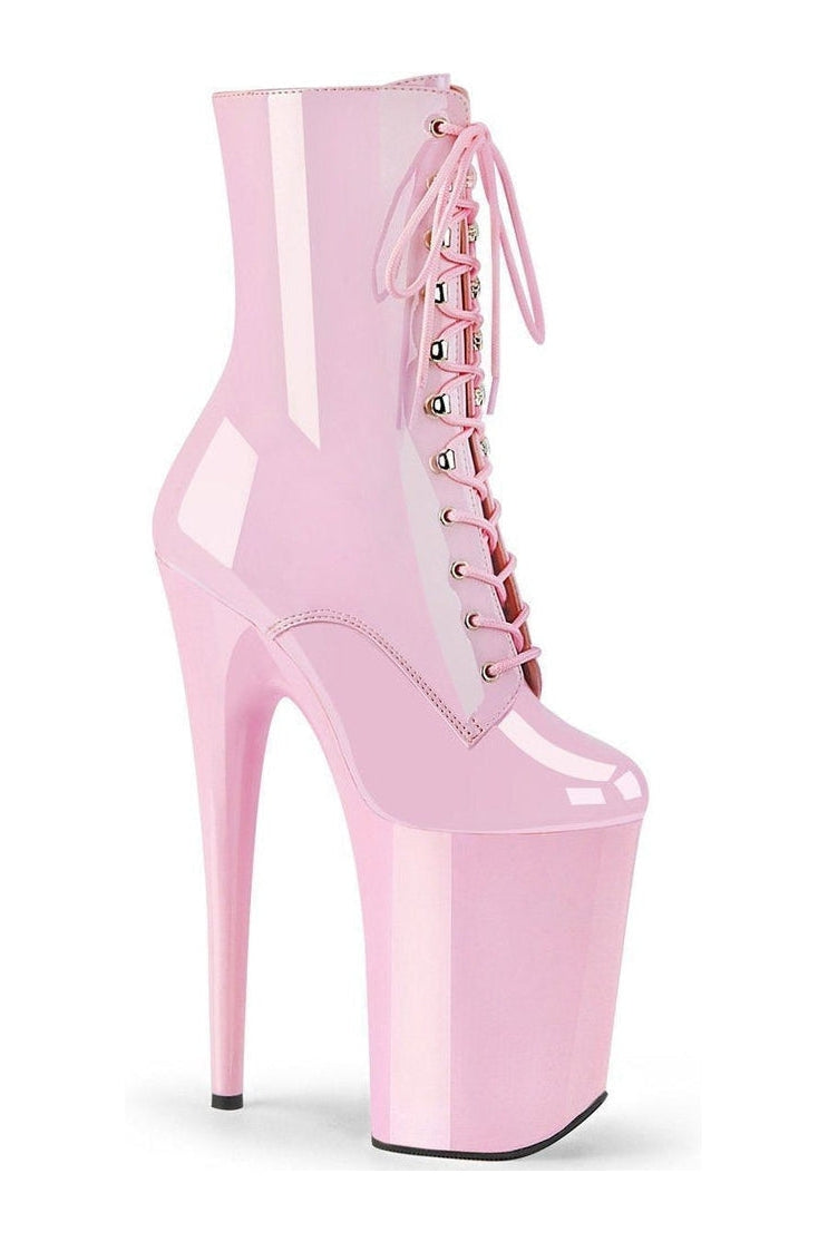 INFINITY-1020 Exotic Boot | Pink Patent-Ankle Boots- Stripper Shoes at SEXYSHOES.COM