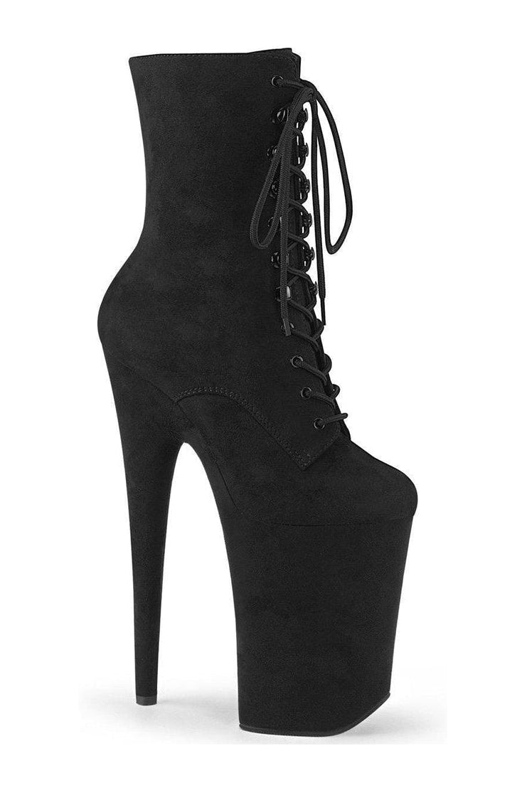 INFINITY-1020FS Exotic Boot | Black Faux Leather-Ankle Boots- Stripper Shoes at SEXYSHOES.COM