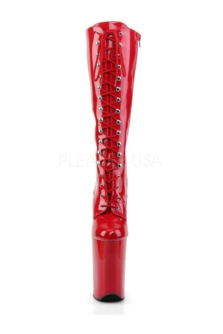 INFINITY-2020 Platform Boot | Red Patent-Ankle Boots- Stripper Shoes at SEXYSHOES.COM