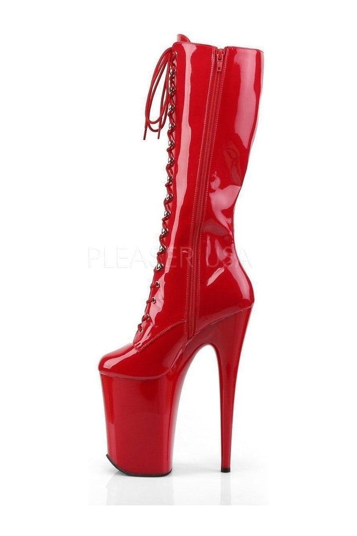 INFINITY-2020 Platform Boot | Red Patent-Pleaser-Ankle Boots-SEXYSHOES.COM