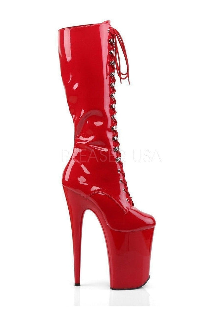 INFINITY-2020 Platform Boot | Red Patent-Ankle Boots- Stripper Shoes at SEXYSHOES.COM
