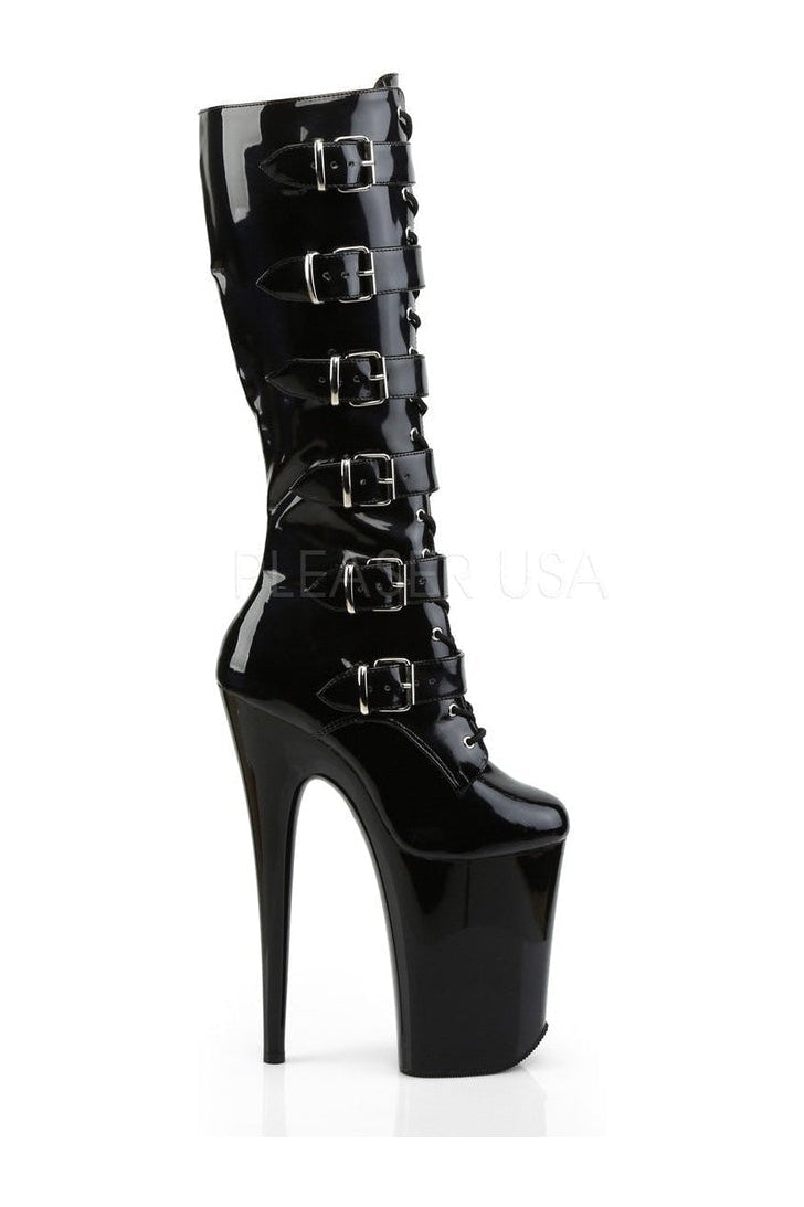 INFINITY-2049 Platform Boot | Black Patent-Pleaser-Knee Boots-SEXYSHOES.COM