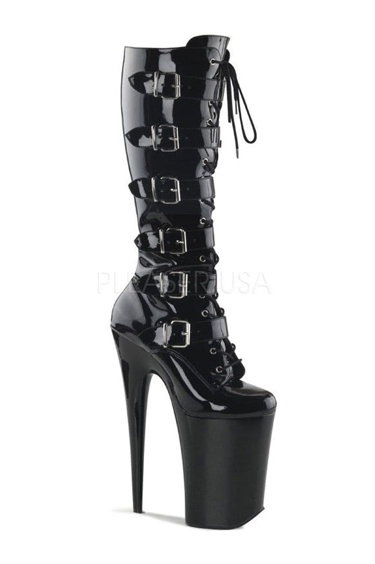 INFINITY-2049 Platform Boot | Black Patent-Knee Boots- Stripper Shoes at SEXYSHOES.COM