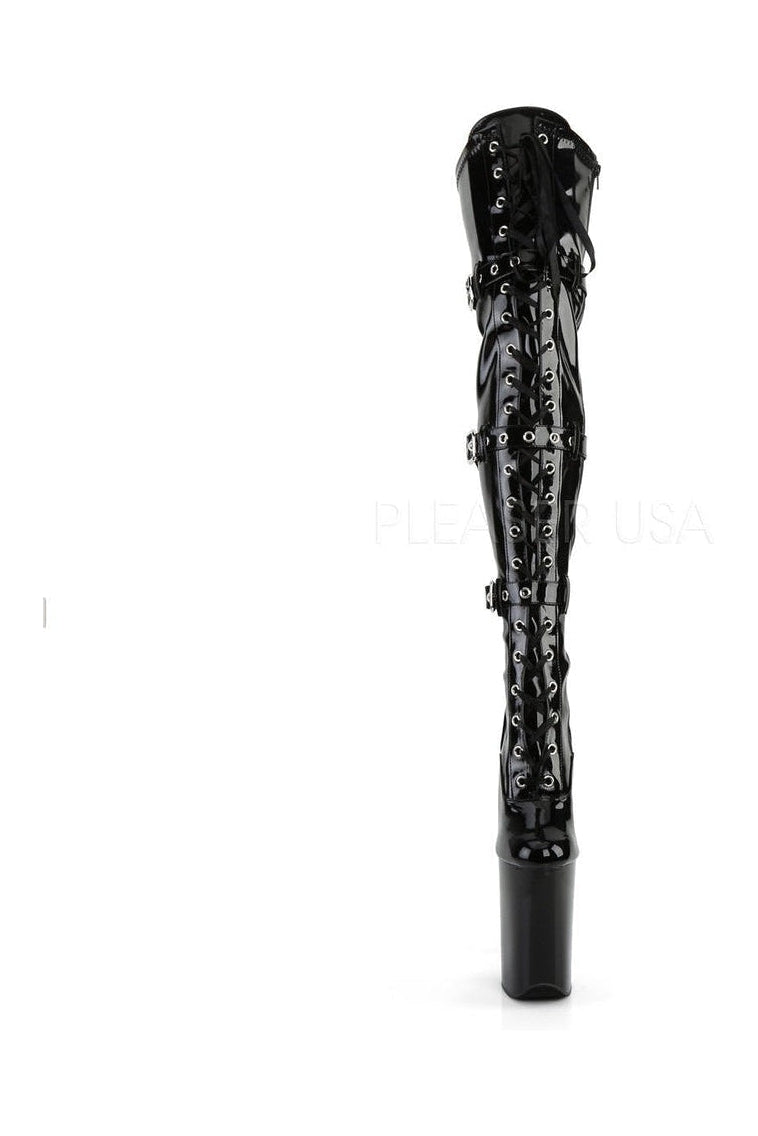 INFINITY-3028 Platform Boot | Black Patent-Thigh Boots- Stripper Shoes at SEXYSHOES.COM