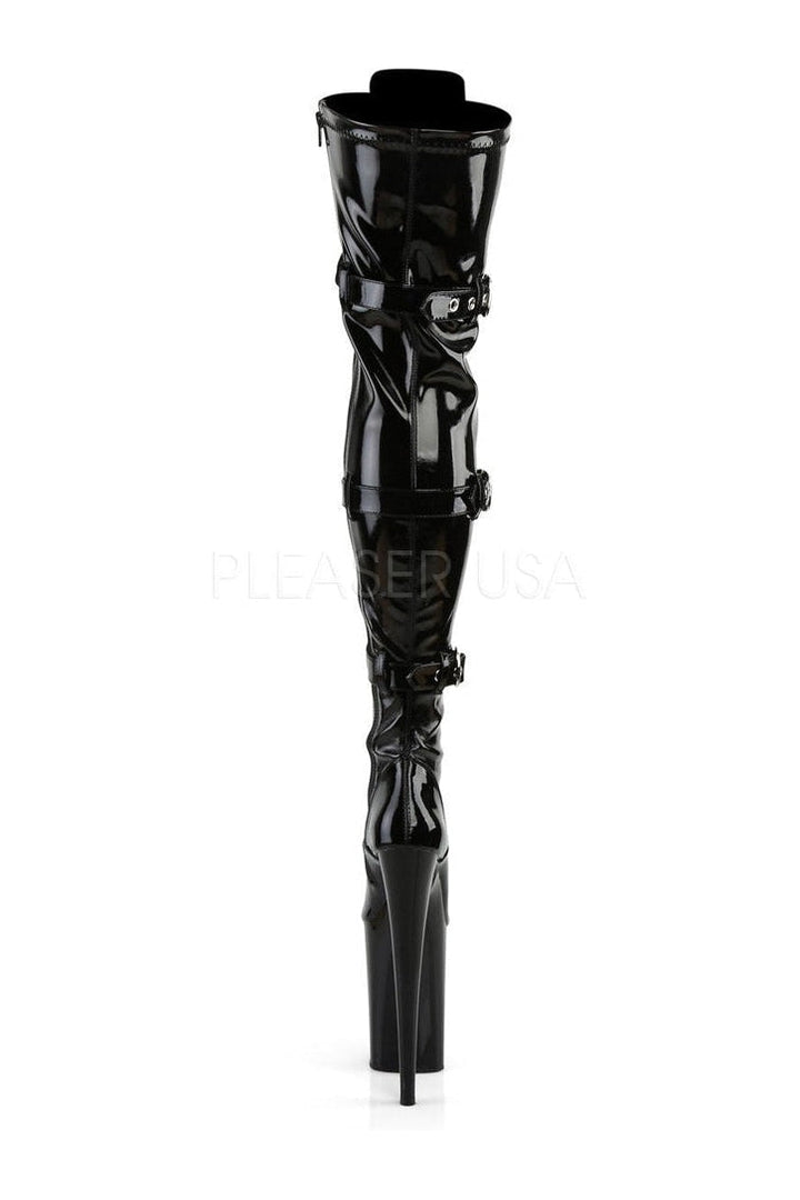 INFINITY-3028 Platform Boot | Black Patent-Thigh Boots- Stripper Shoes at SEXYSHOES.COM